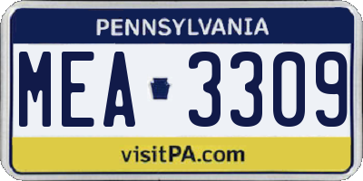 PA license plate MEA3309