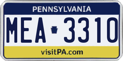 PA license plate MEA3310