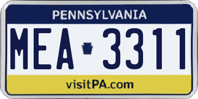 PA license plate MEA3311