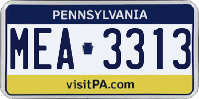 PA license plate MEA3313
