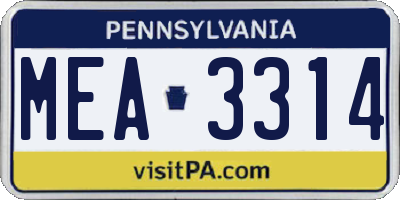 PA license plate MEA3314