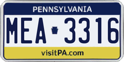 PA license plate MEA3316