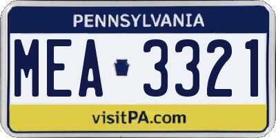 PA license plate MEA3321