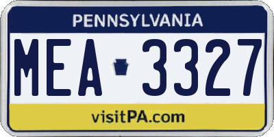 PA license plate MEA3327