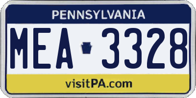 PA license plate MEA3328