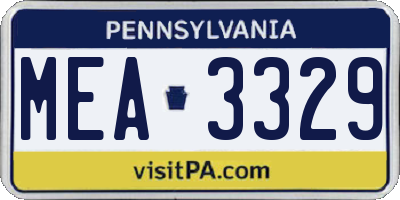 PA license plate MEA3329