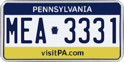 PA license plate MEA3331