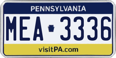 PA license plate MEA3336