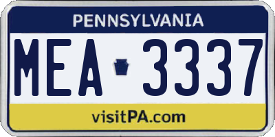 PA license plate MEA3337