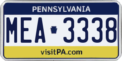 PA license plate MEA3338