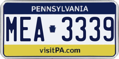PA license plate MEA3339