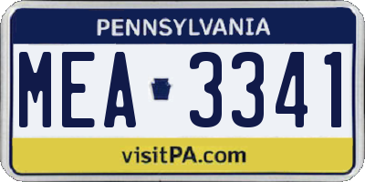 PA license plate MEA3341