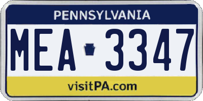 PA license plate MEA3347