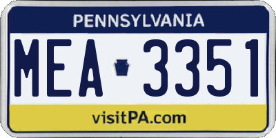 PA license plate MEA3351