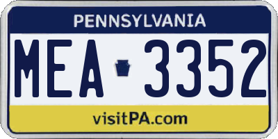 PA license plate MEA3352