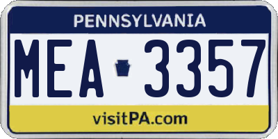 PA license plate MEA3357