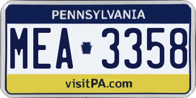 PA license plate MEA3358