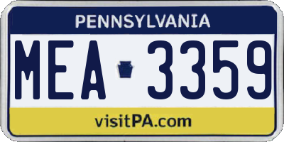 PA license plate MEA3359