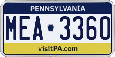 PA license plate MEA3360