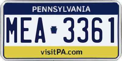 PA license plate MEA3361