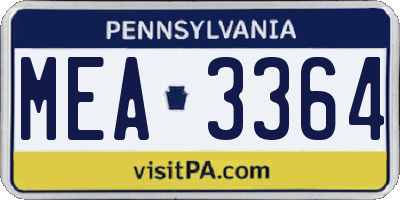 PA license plate MEA3364