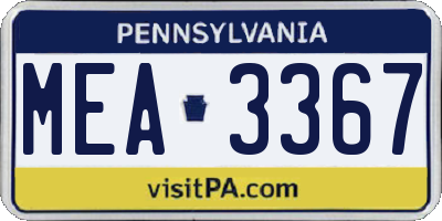 PA license plate MEA3367