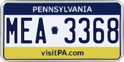 PA license plate MEA3368