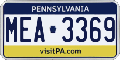 PA license plate MEA3369