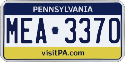 PA license plate MEA3370