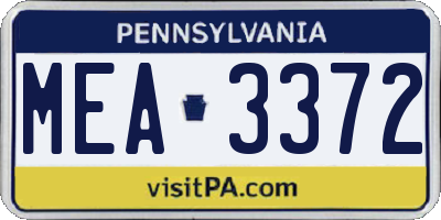 PA license plate MEA3372