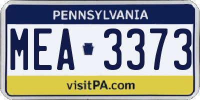 PA license plate MEA3373