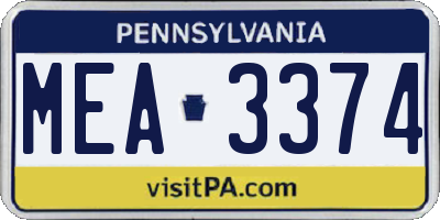 PA license plate MEA3374