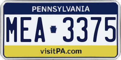 PA license plate MEA3375