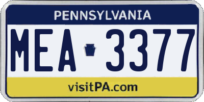 PA license plate MEA3377