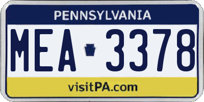 PA license plate MEA3378