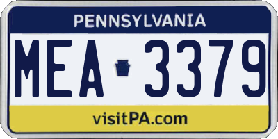 PA license plate MEA3379