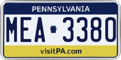 PA license plate MEA3380