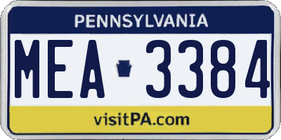 PA license plate MEA3384
