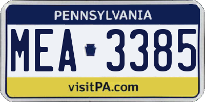 PA license plate MEA3385