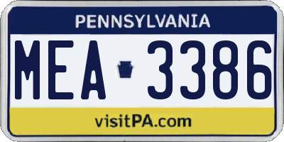 PA license plate MEA3386