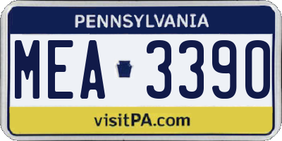 PA license plate MEA3390