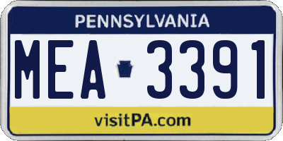 PA license plate MEA3391