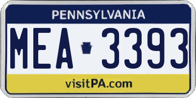 PA license plate MEA3393