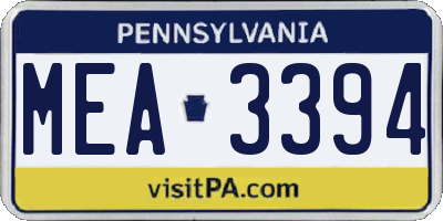 PA license plate MEA3394