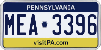 PA license plate MEA3396