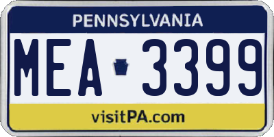 PA license plate MEA3399