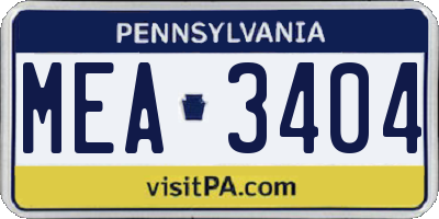 PA license plate MEA3404