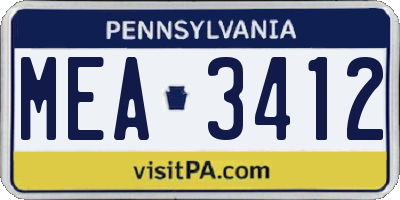 PA license plate MEA3412