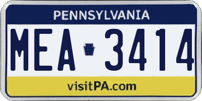 PA license plate MEA3414