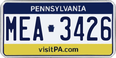 PA license plate MEA3426